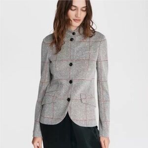 Rag and Bone Grey and Red Checkered Blazer
